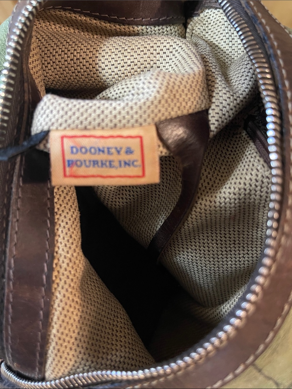 Dooney & Bourke Olive Green Croc-Embossed Leather Shoulder Bag with Brown Trim - Picture 9 of 10